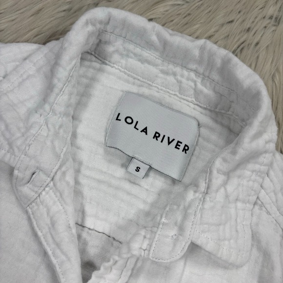 Lola River Women's S White Gauze Cotton Button Front Shirt Coastal Resort Beach - Picture 2 of 4